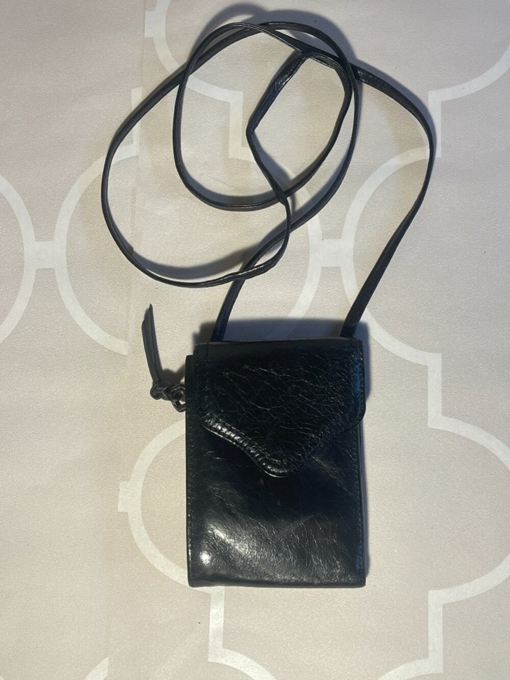 HOBO Black Leather Crossbody Wallet – Tri-Fold Organizer